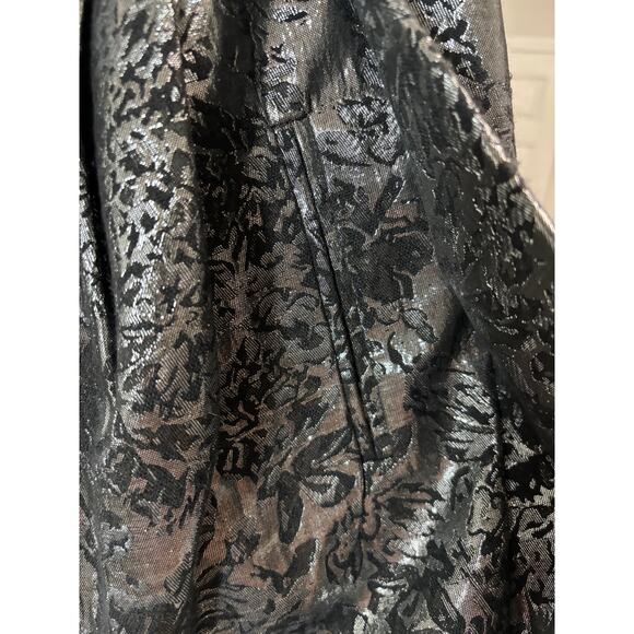 Metallic brocade Theme size small pleated m a line miniskirt pockets mod gothic - Picture 6 of 7